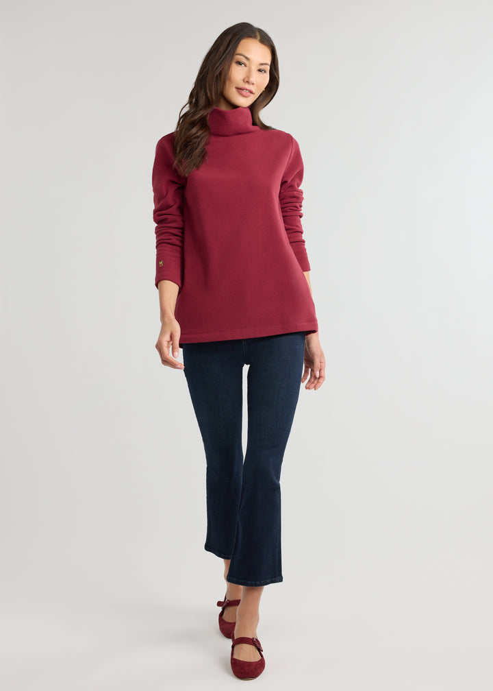 Cobble Hill Turtleneck in Vello Fleece (Burgundy)
