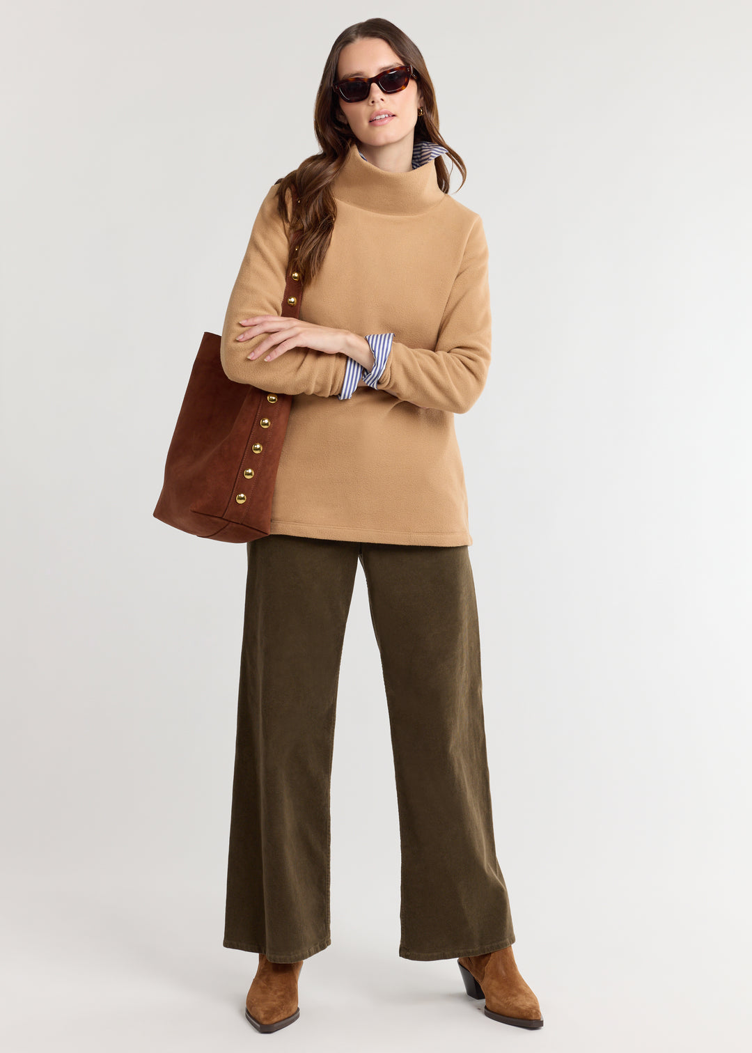 Cobble Hill Turtleneck in Vello Fleece (Camel)