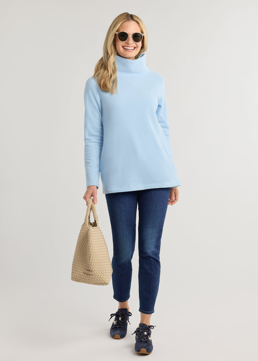 Cobble Hill Turtleneck in Vello Fleece (Ice Blue)