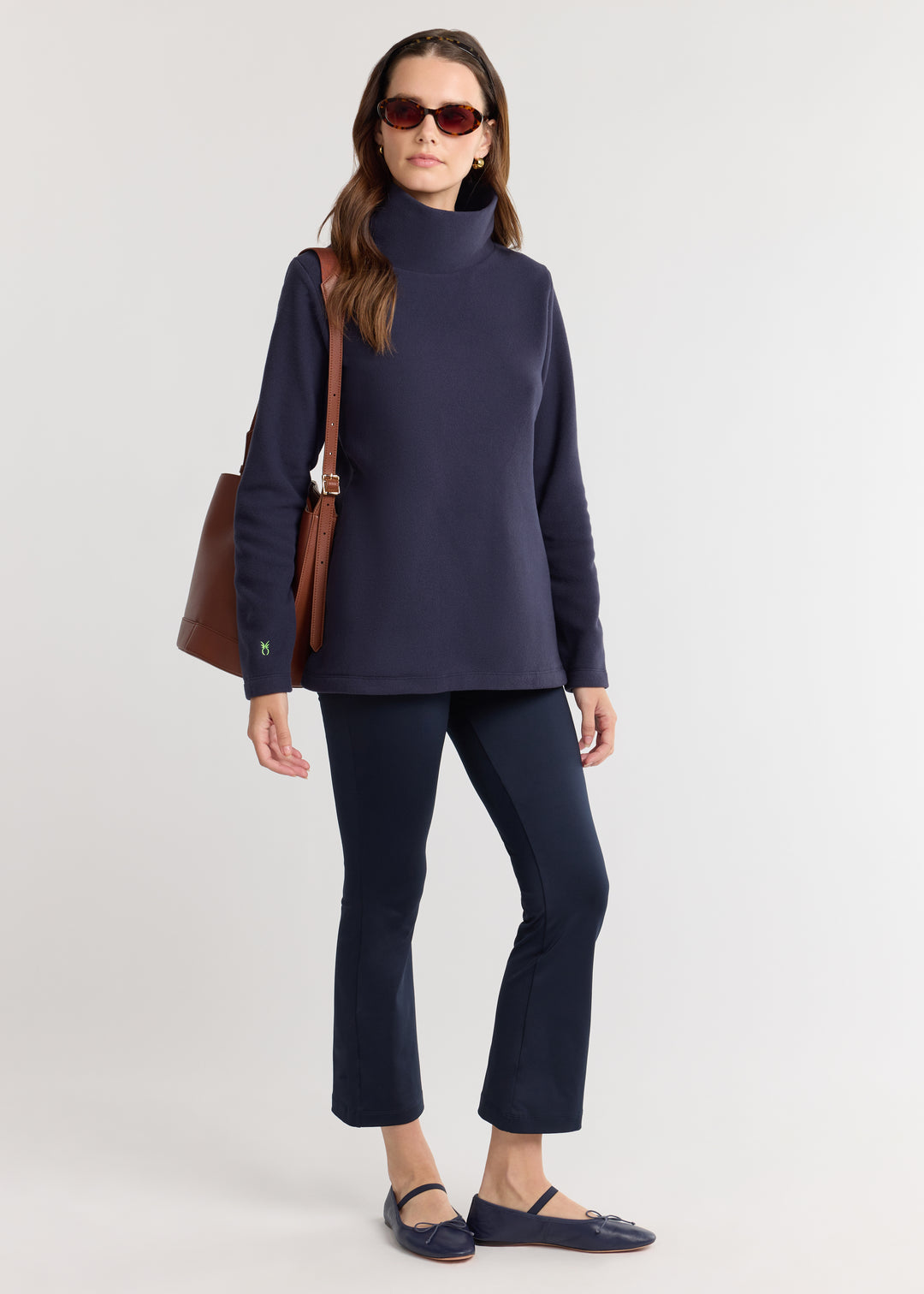 Cobble Hill Turtleneck in Vello Fleece (Navy)