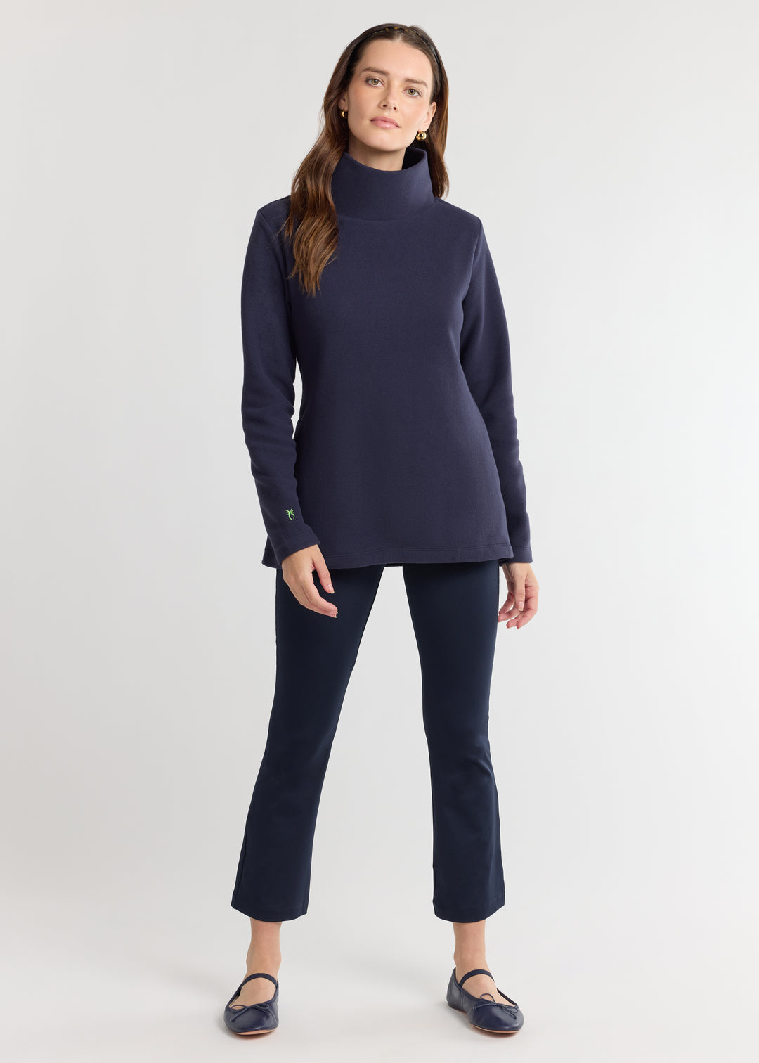 Cobble Hill Turtleneck in Vello Fleece (Navy)