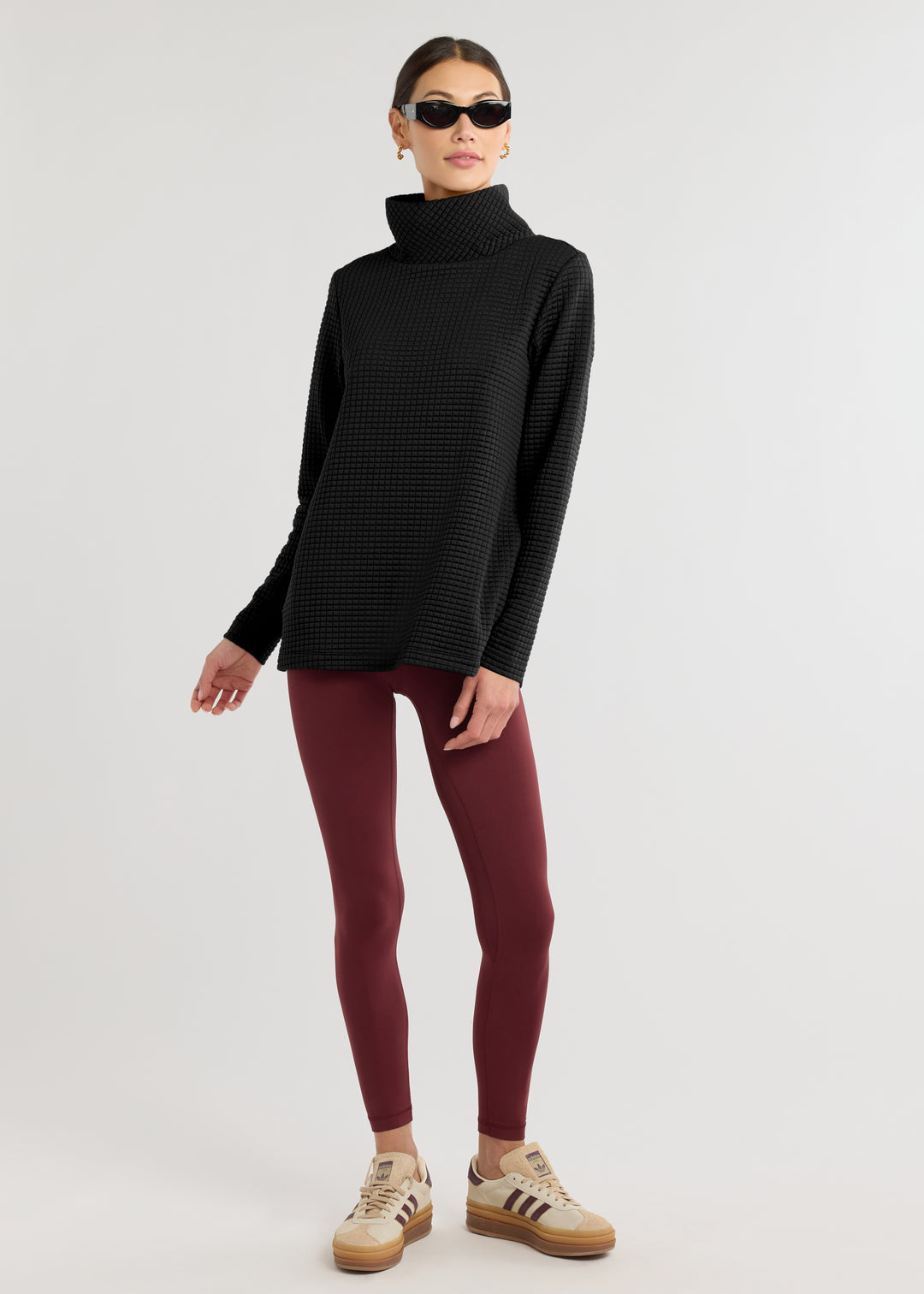 Cobble Hill Turtleneck in Waffle (Black)