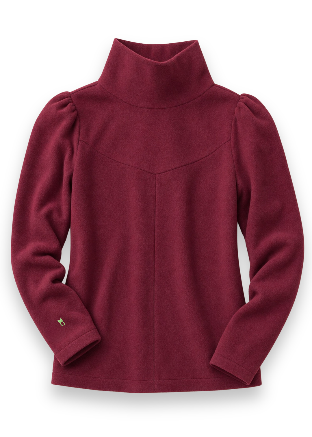 Camilla Puff Sleeve Turtleneck in Vello Fleece (Burgundy)