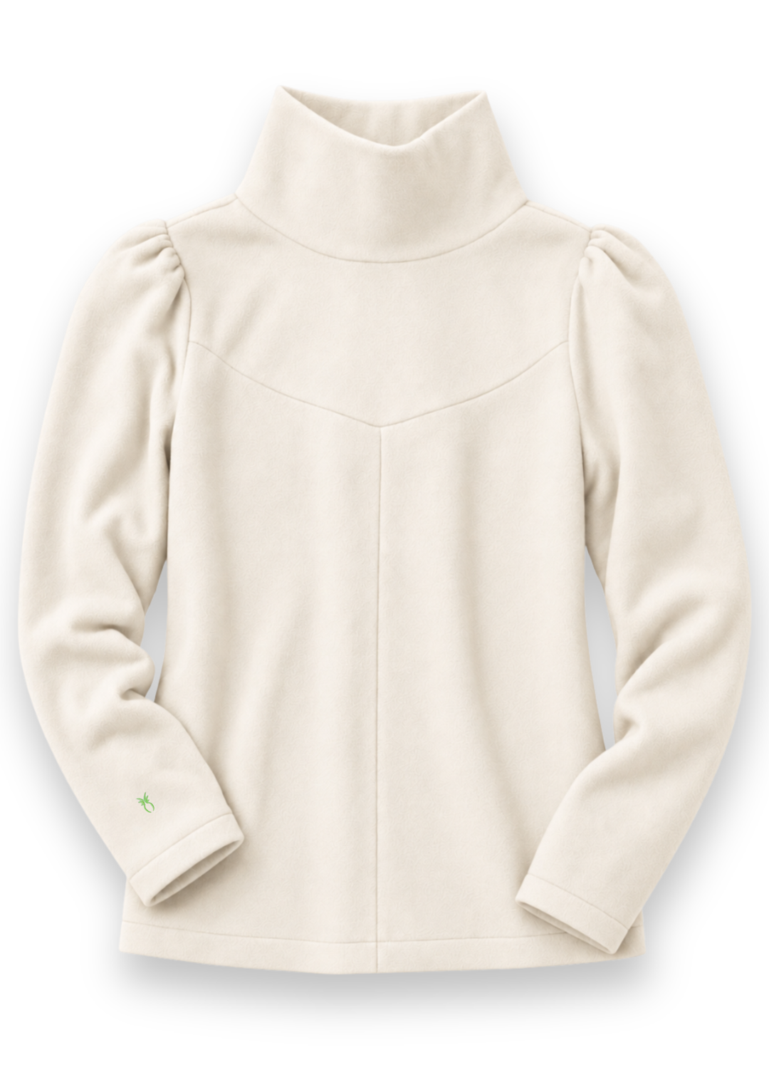 Camilla Puff Sleeve Turtleneck in Vello Fleece (Cream)