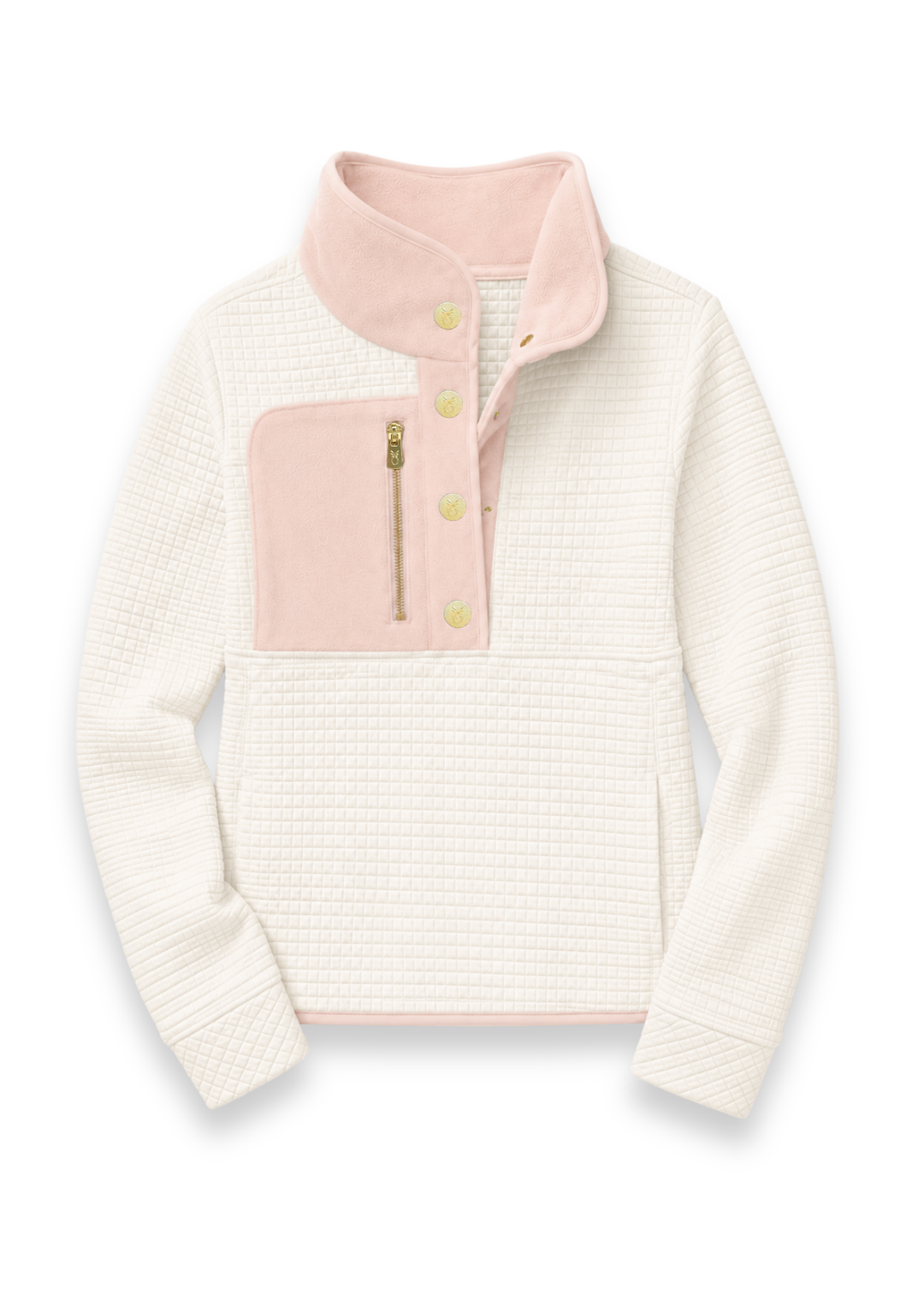 Cherry Lawn Pullover in Waffle/Vello Fleece (Cream/Powder Blush)