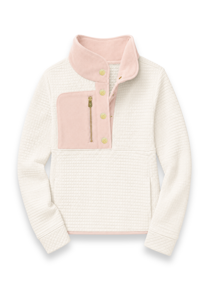 Cherry Lawn Pullover in Waffle/Vello Fleece (Cream/Powder Blush)