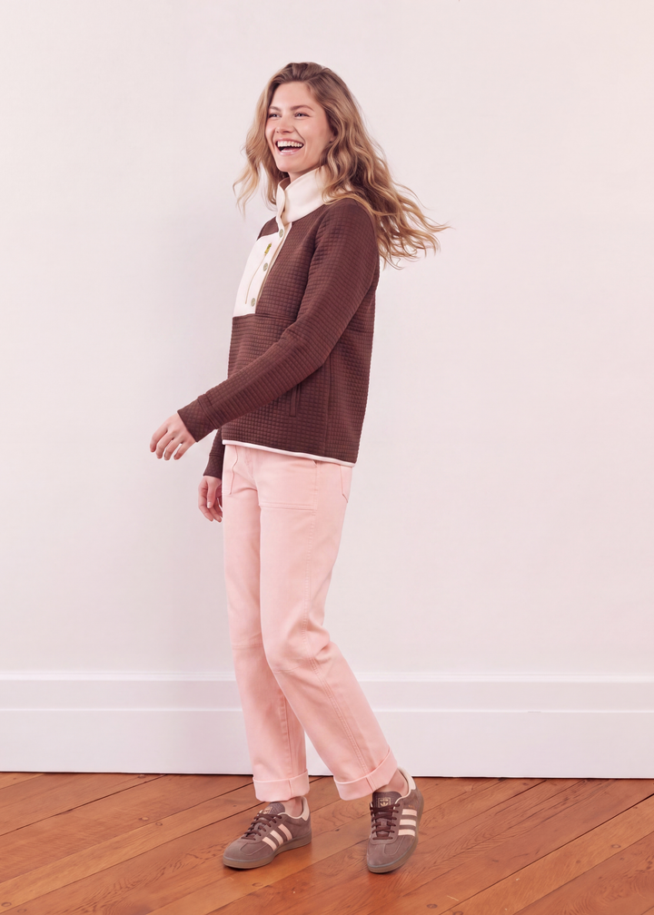 Cherry Lawn Pullover in Waffle/Vello Fleece (Cocoa/Cream)