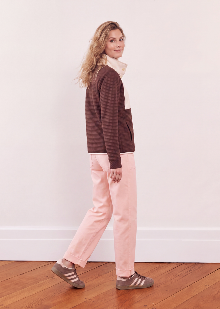 Cherry Lawn Pullover in Waffle/Vello Fleece (Cocoa/Cream)