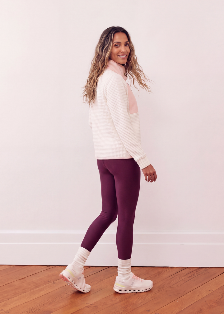 Cherry Lawn Pullover in Waffle/Vello Fleece (Cream/Powder Blush)