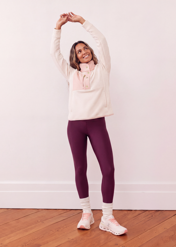 Cherry Lawn Pullover in Waffle/Vello Fleece (Cream/Powder Blush)