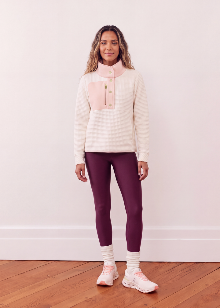 Cherry Lawn Pullover in Waffle/Vello Fleece (Cream/Powder Blush)
