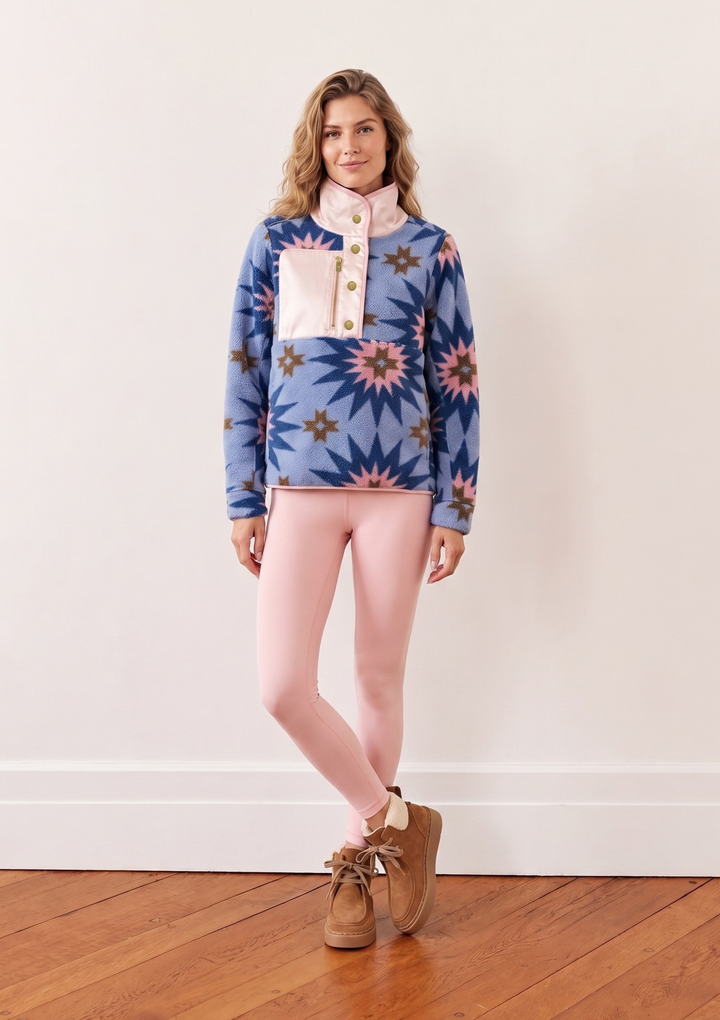 Cherry Lawn Pullover in Sherpa Fleece (Americana Patchwork Print)