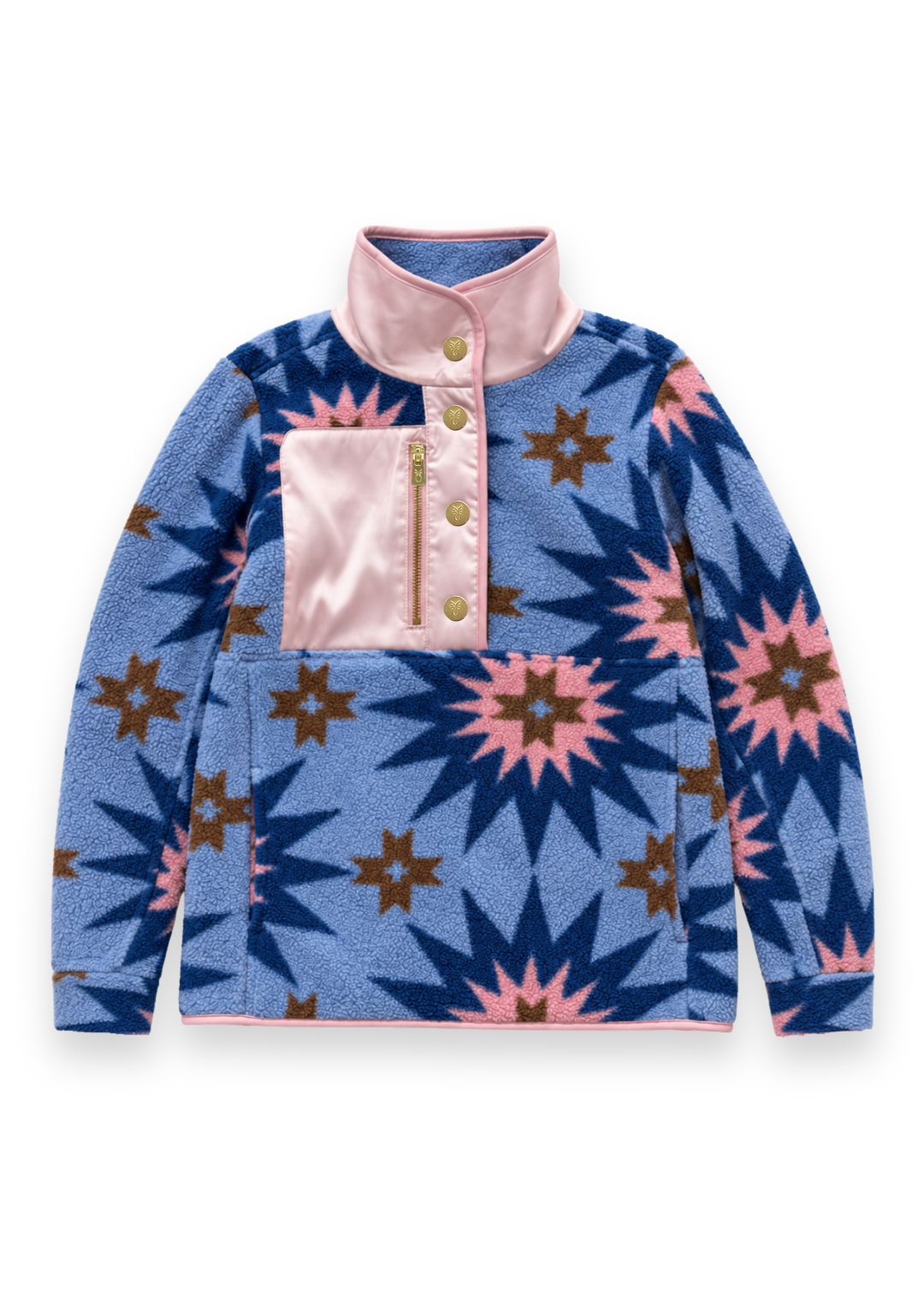 Cherry Lawn Pullover in Sherpa Fleece (Americana Patchwork Print)