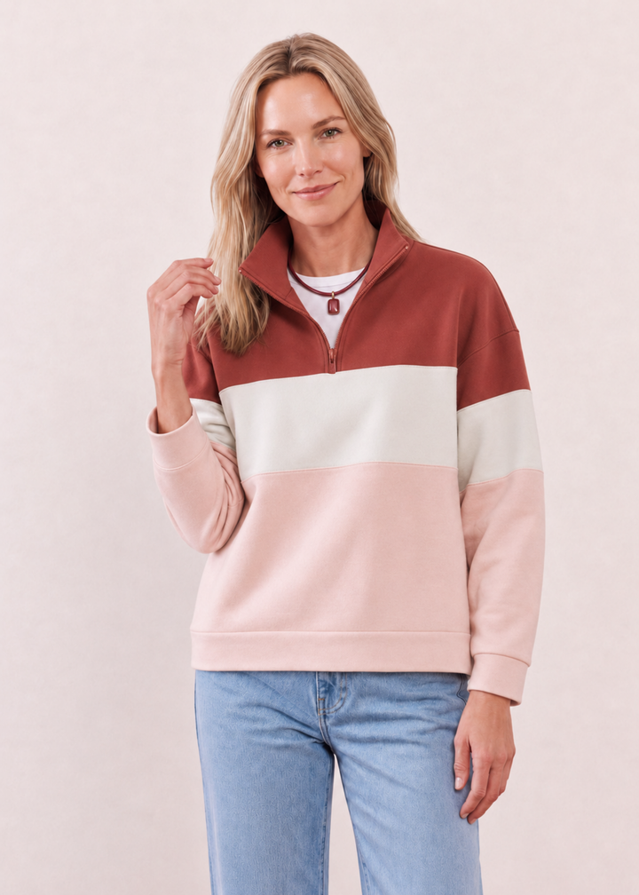 Clubhouse Pullover in French Terry (Powder Blush Multi)
