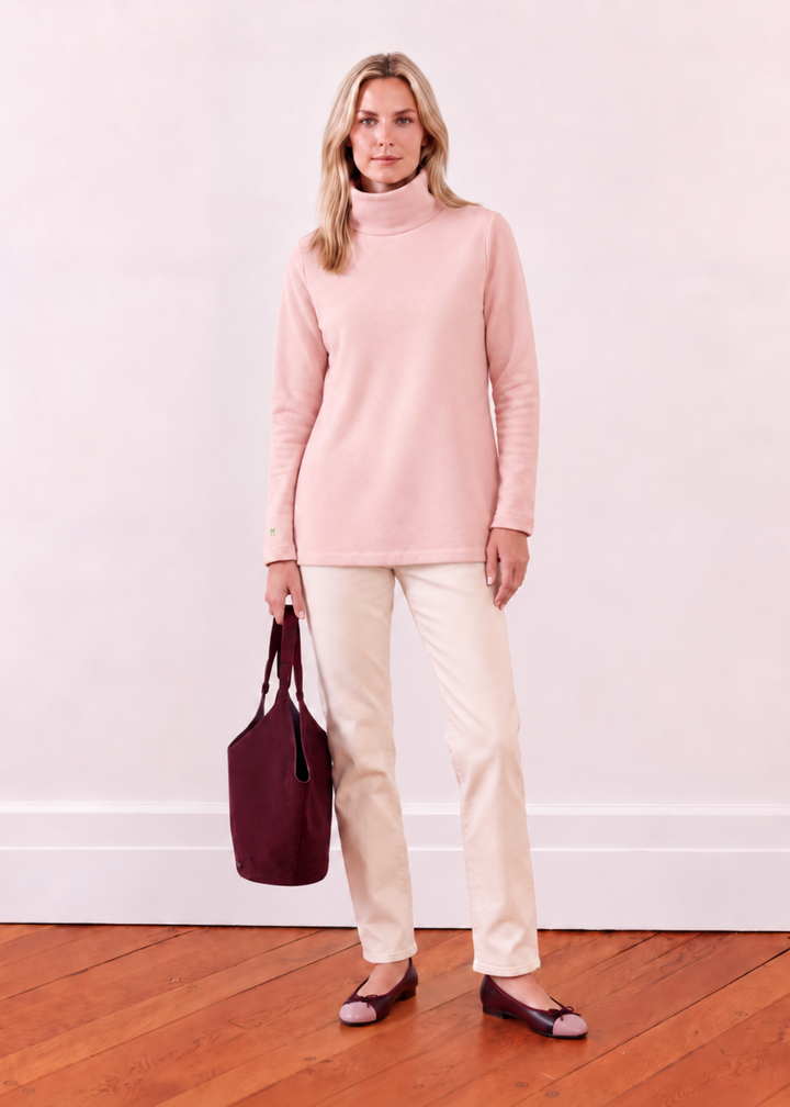 Cobble Hill Turtleneck in Vello Fleece (Powder Blush)