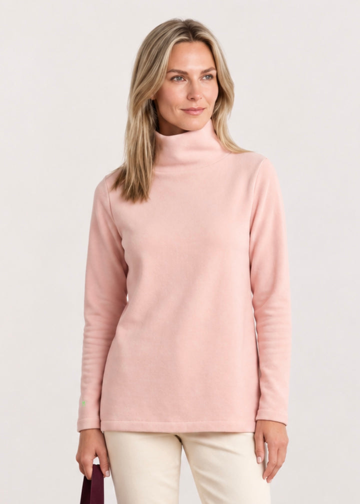 Cobble Hill Turtleneck in Vello Fleece (Powder Blush)