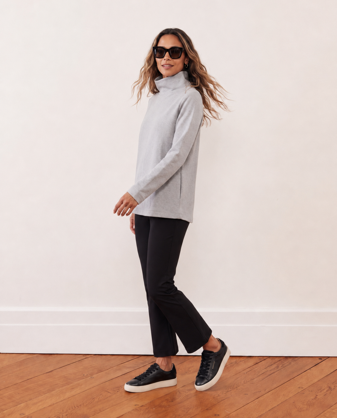Cobble Hill Turtleneck in French Terry (Heather Grey)