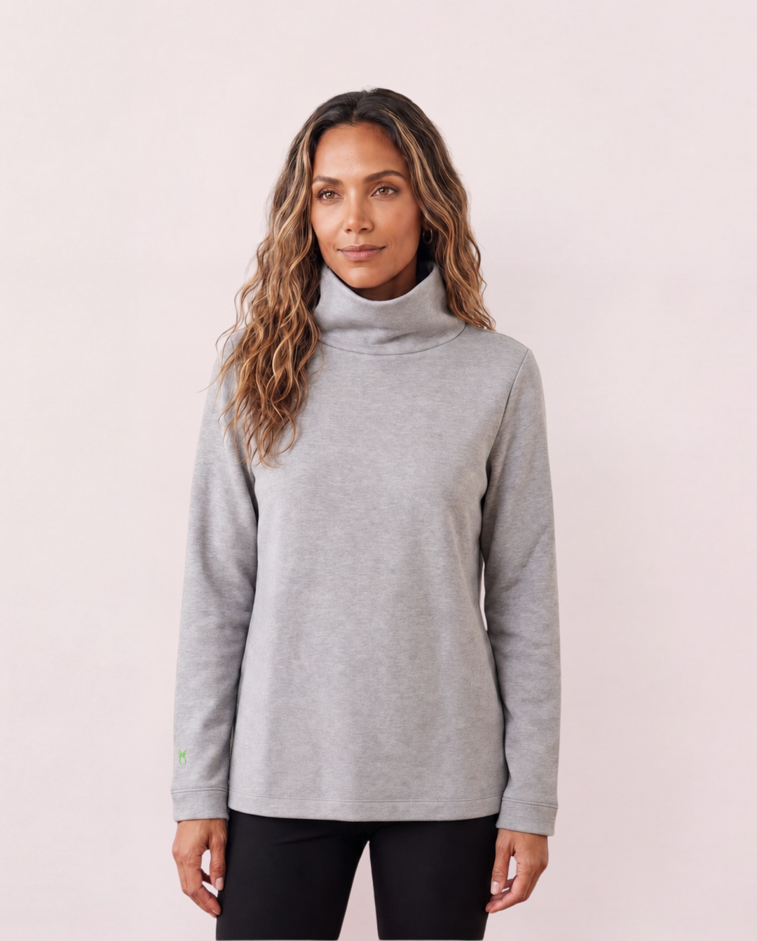 Cobble Hill Turtleneck in French Terry (Heather Grey)