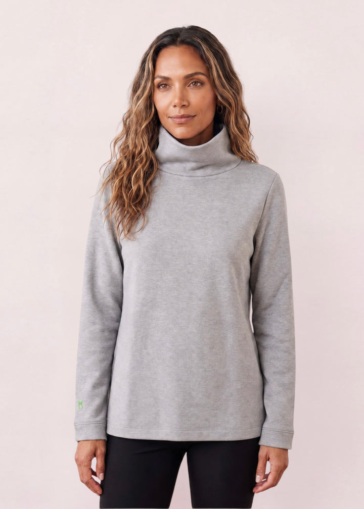 Cobble Hill Turtleneck in French Terry (Heather Grey)