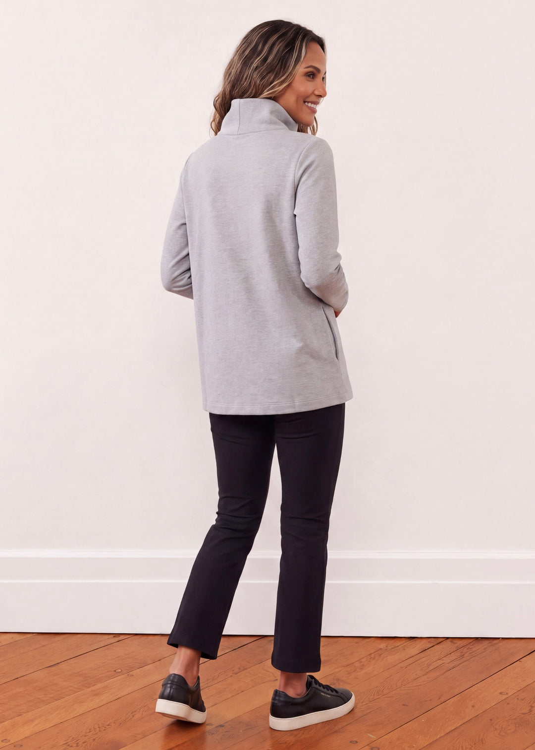 Cobble Hill Turtleneck in French Terry (Heather Grey)