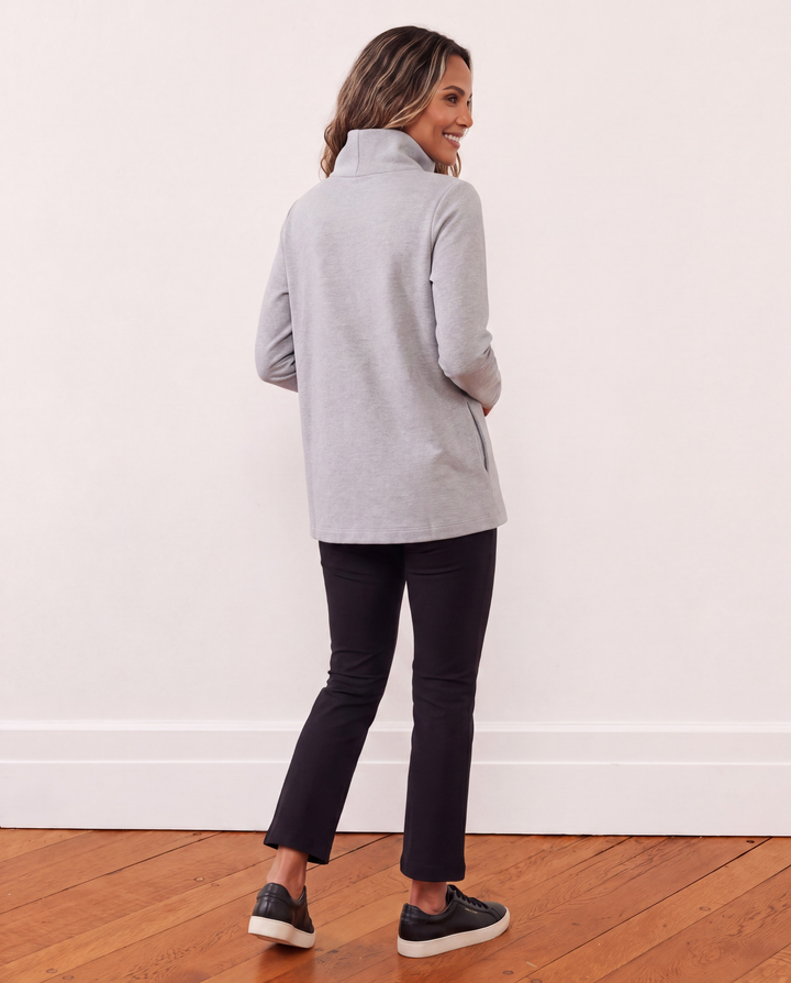Cobble Hill Turtleneck in French Terry (Heather Grey)