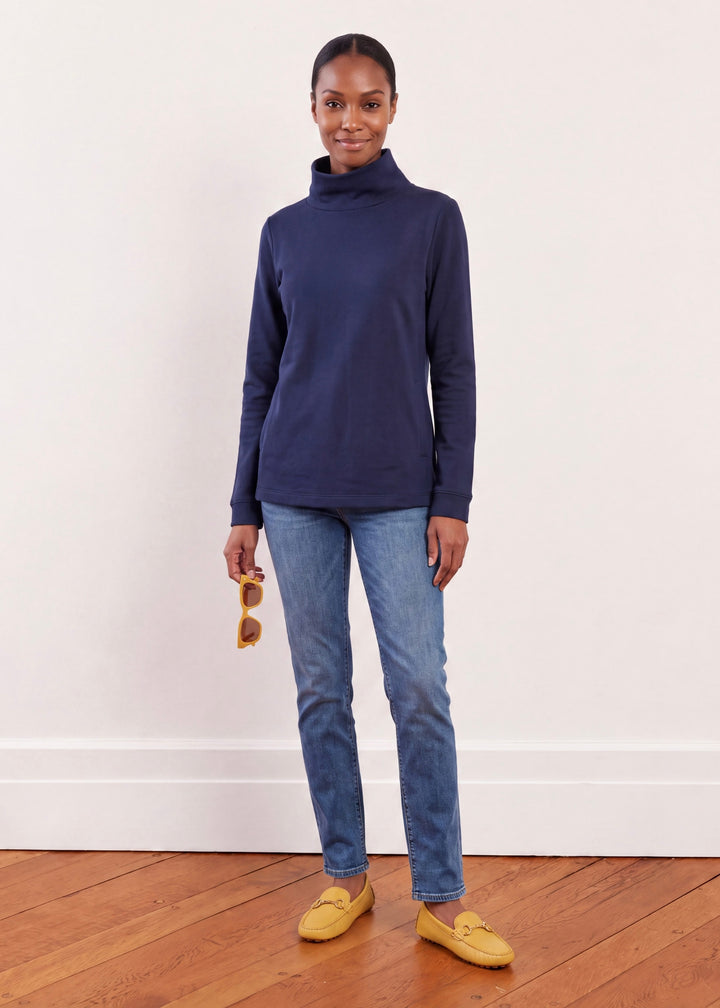 Cobble Hill Turtleneck in French Terry (Navy)