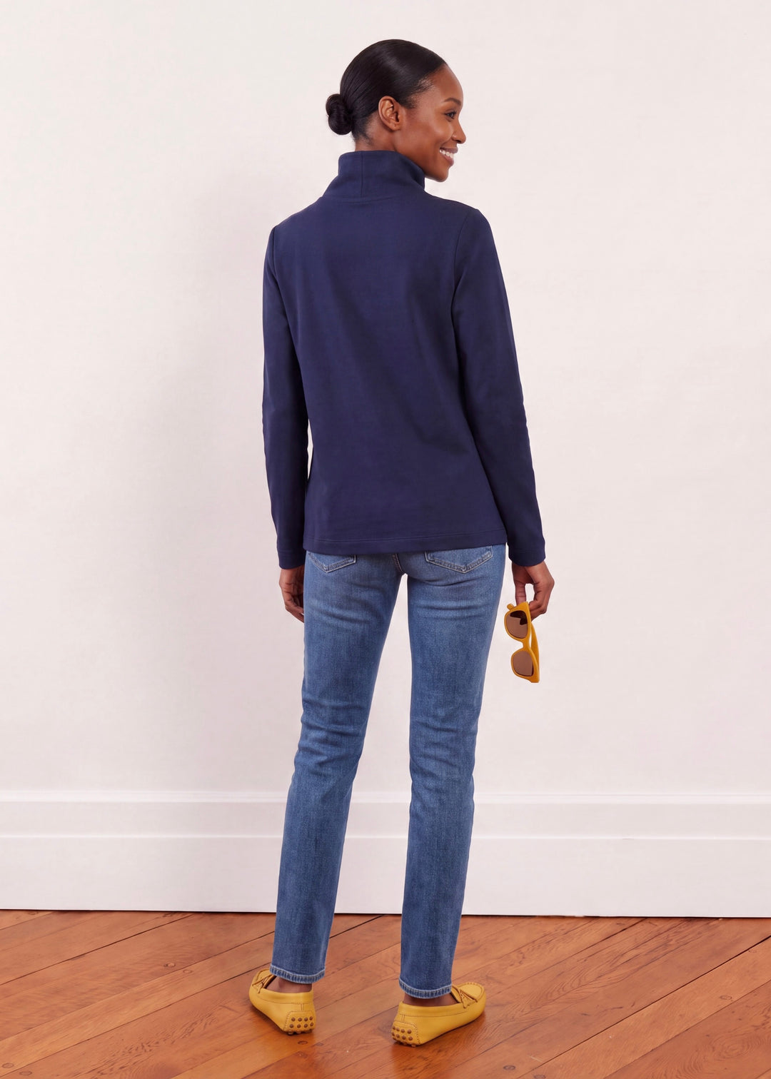 Cobble Hill Turtleneck in French Terry (Navy)