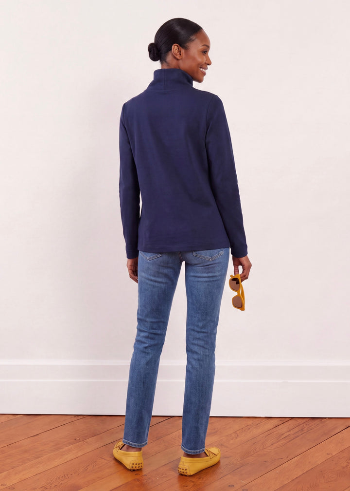 Cobble Hill Turtleneck in French Terry (Navy)