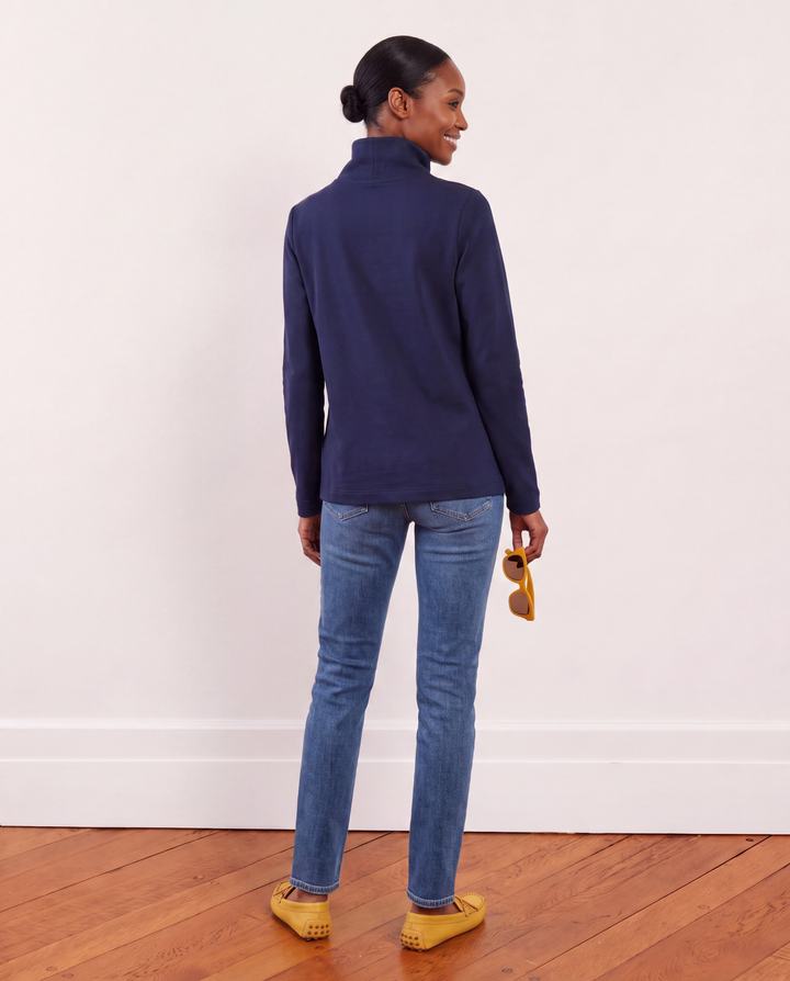 Cobble Hill Turtleneck in French Terry (Navy)