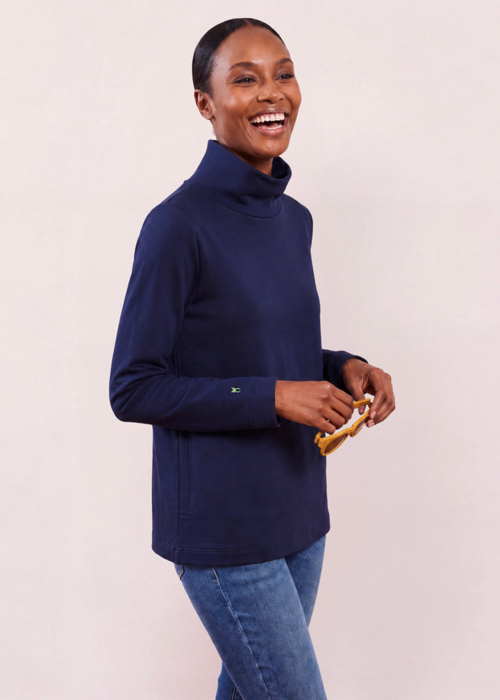 Cobble Hill Turtleneck in French Terry (Navy)