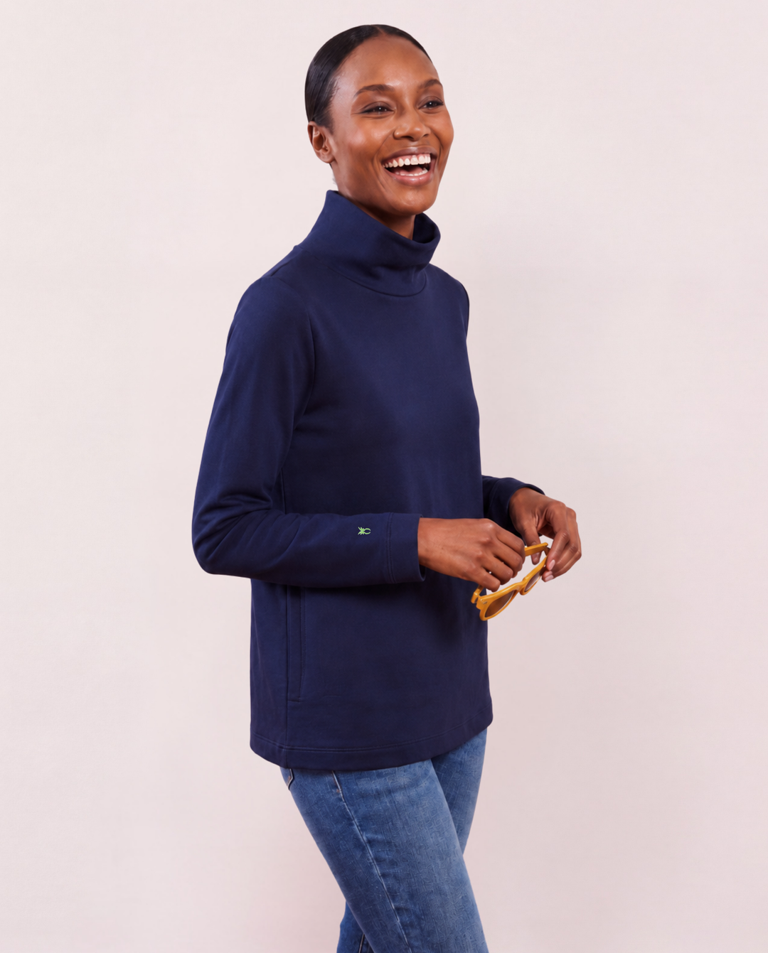 Cobble Hill Turtleneck in French Terry (Navy)