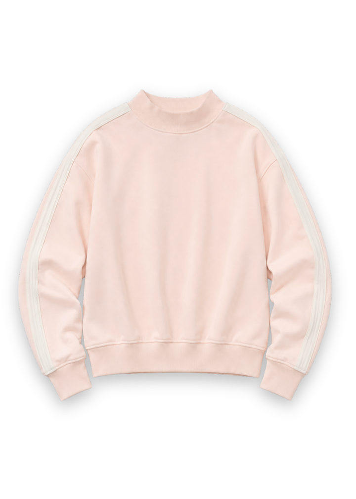 Crosstown Mock Neck in French Terry (Powder Blush)