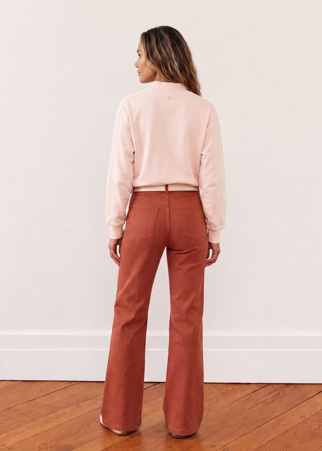 Crosstown Mock Neck in French Terry (Powder Blush)