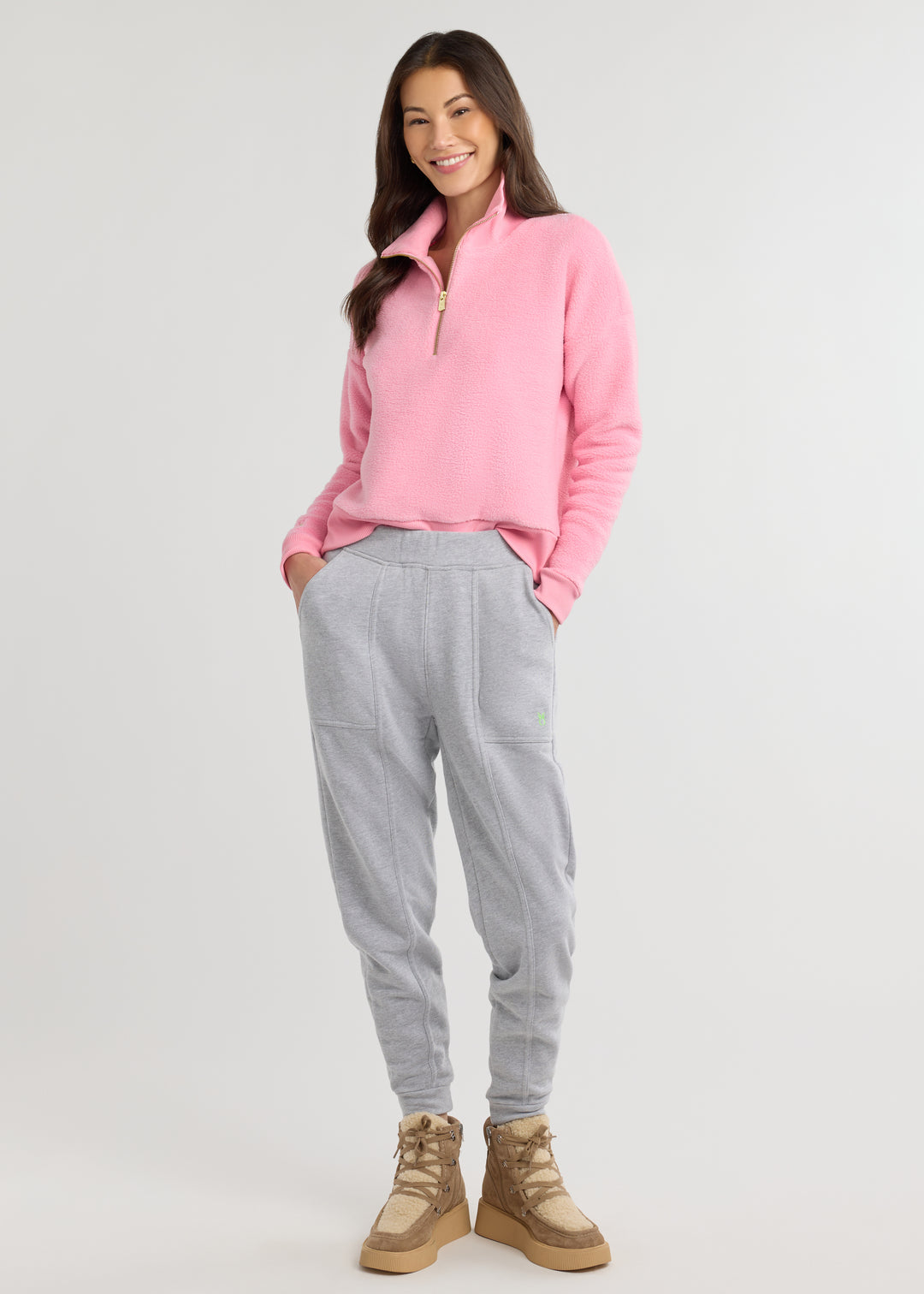 Dudley Pullover in Sherpa Fleece (Prism Pink)
