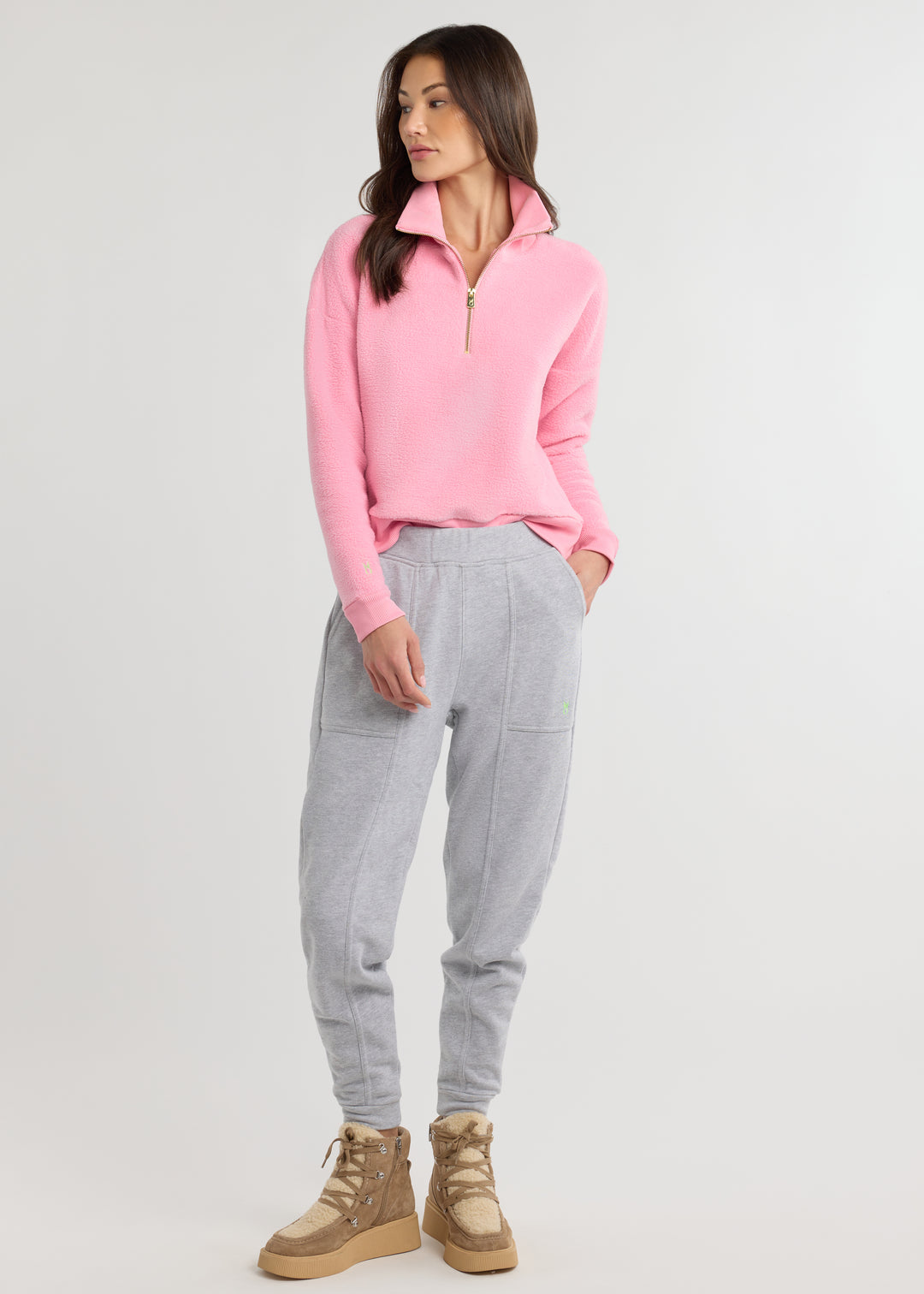 Dudley Pullover in Sherpa Fleece (Prism Pink)