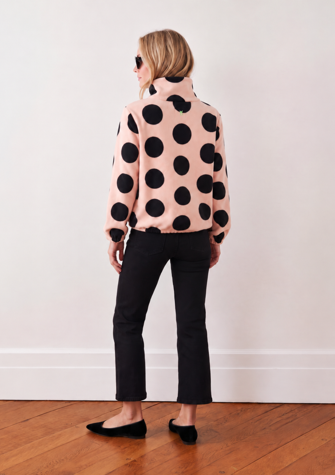 Boardwalk Pullover in Vello Fleece (Powder Blush/Black Dot Print)