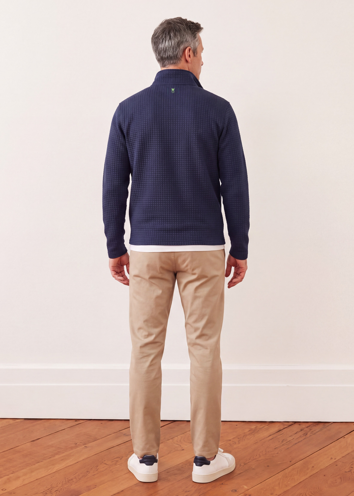 Men's Duffield Pullover in Waffle (Navy)