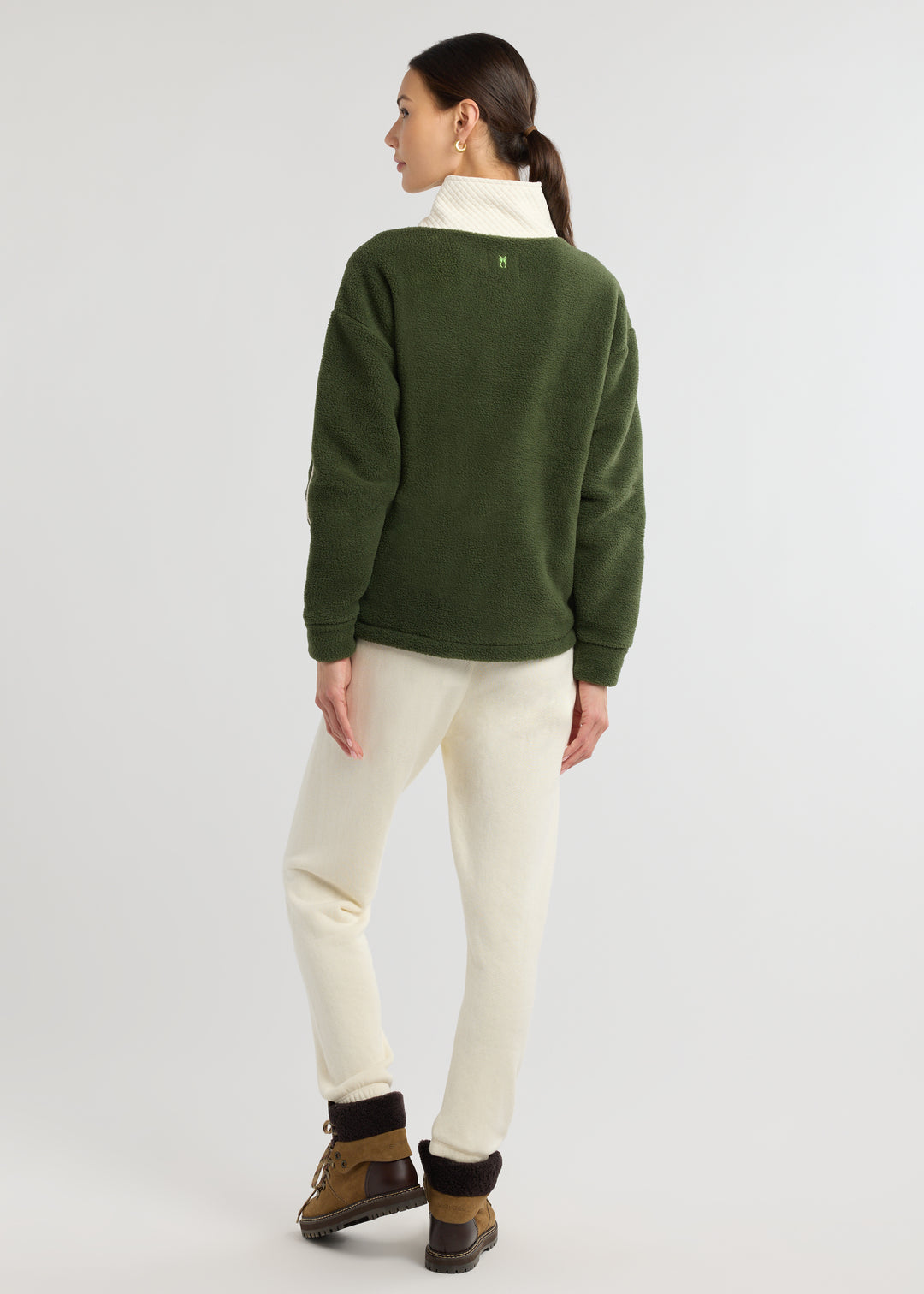 Emerson Pullover in Sherpa Fleece (Spruce/Cream)