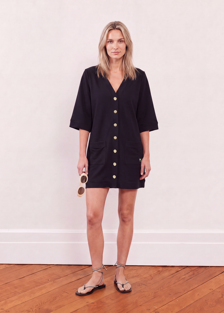 Palm Court Coverup in French Terry (Black)