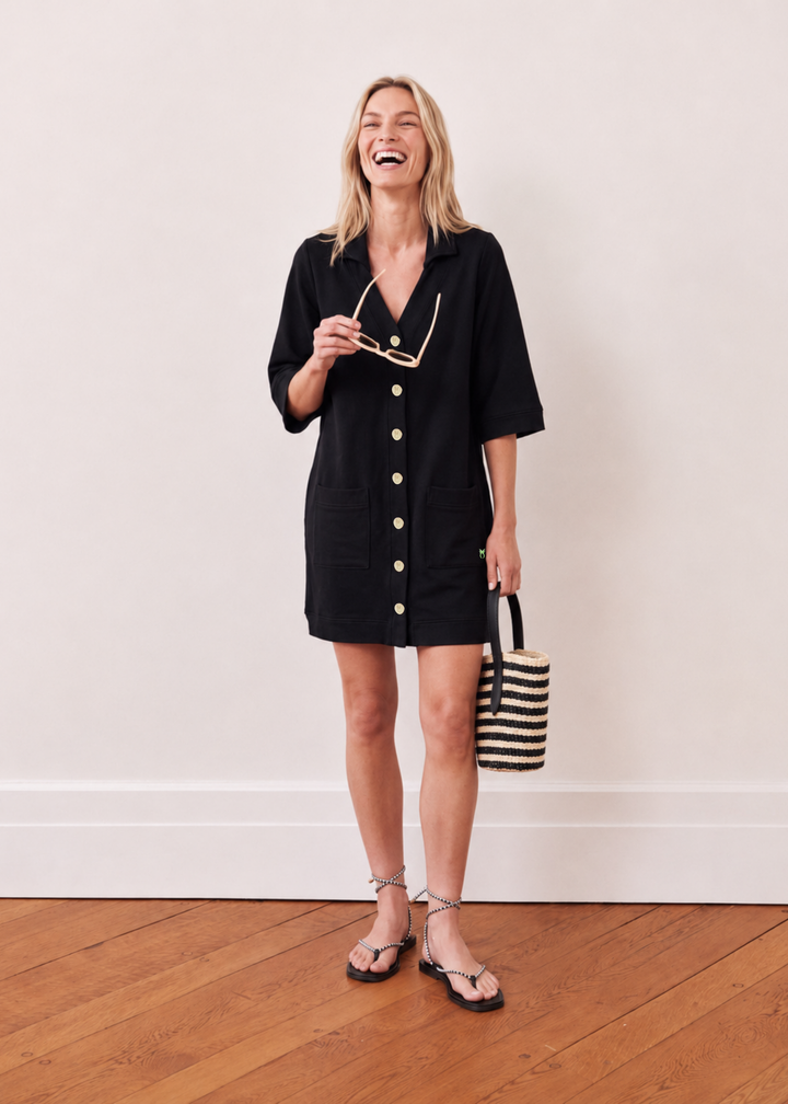 Palm Court Coverup in French Terry (Black)