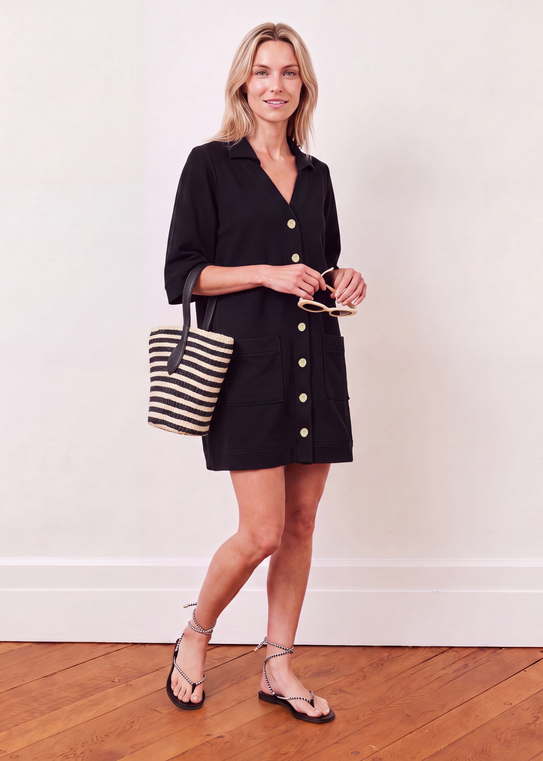 Palm Court Coverup in French Terry (Black)