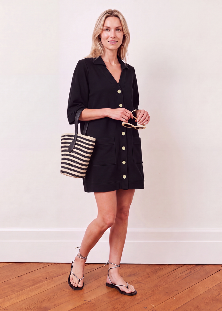 Palm Court Coverup in French Terry (Black)