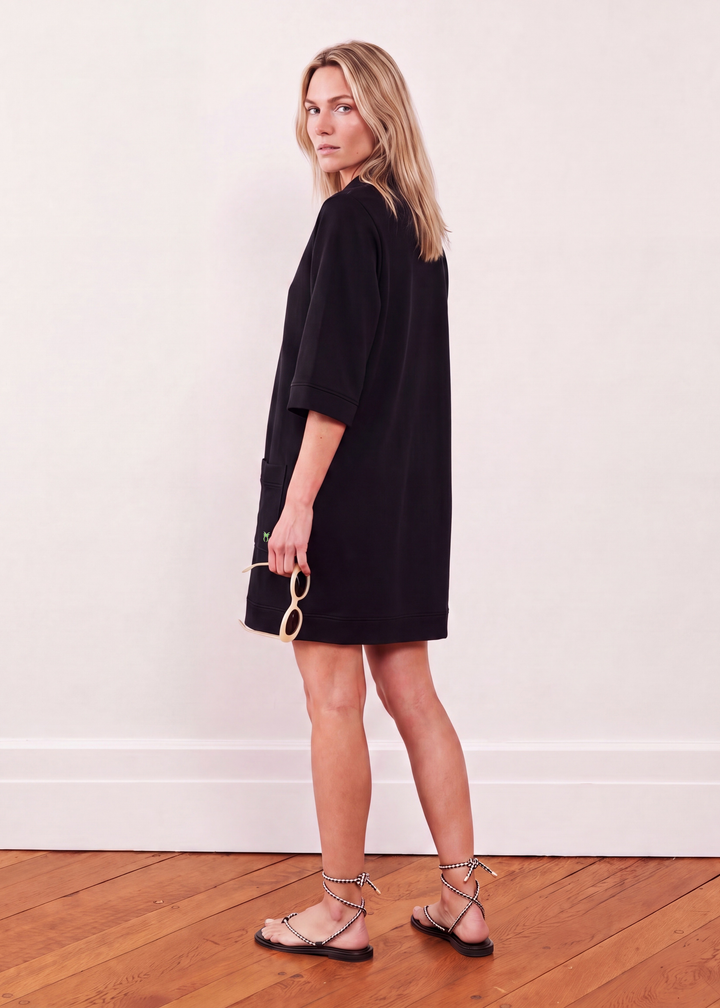 Palm Court Coverup in French Terry (Black)