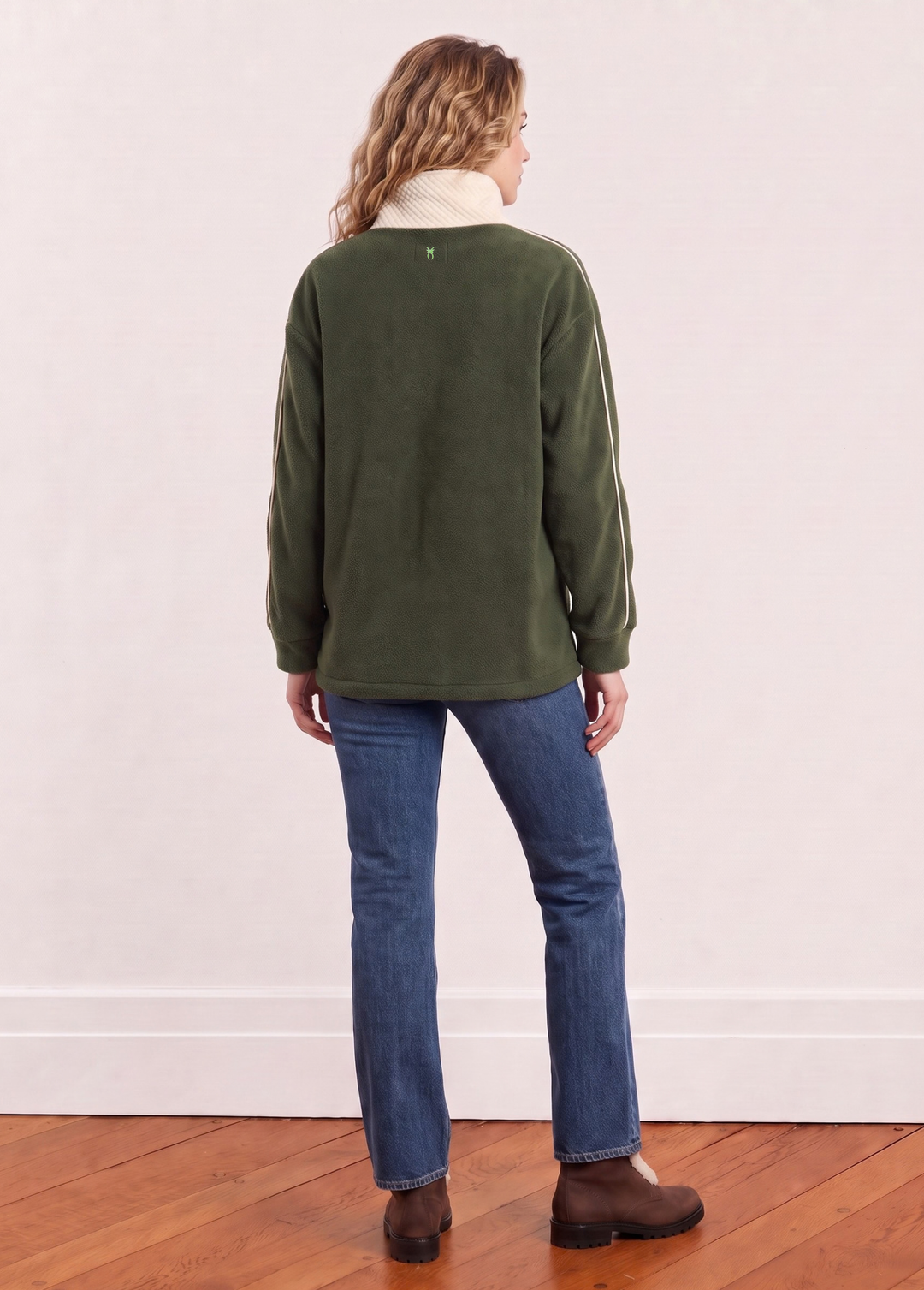 Emerson Pullover in Sherpa Fleece (Spruce/Cream)