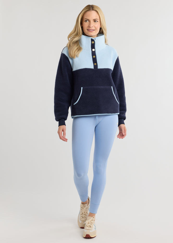 Finlay Pullover in Sherpa Fleece (Navy/Ice Blue)