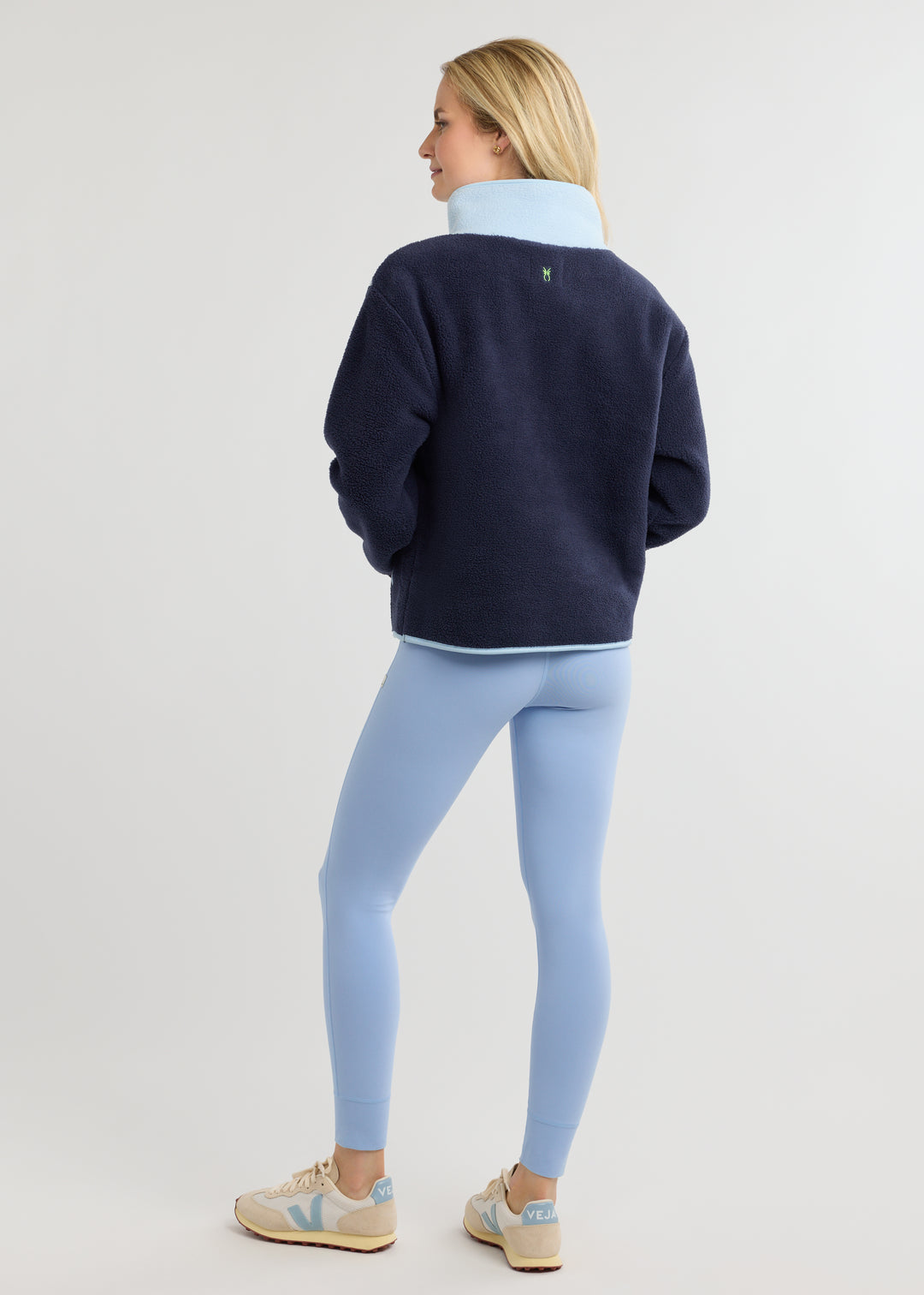 Finlay Pullover in Sherpa Fleece (Navy/Ice Blue)