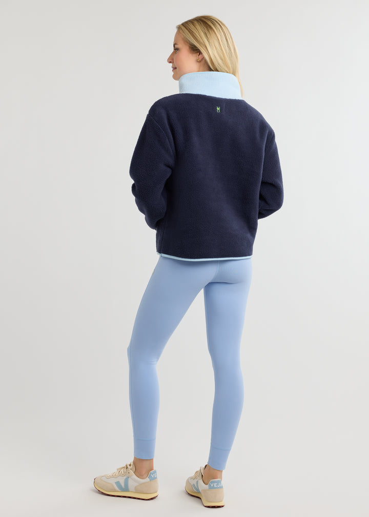 Finlay Pullover in Sherpa Fleece (Navy/Ice Blue)