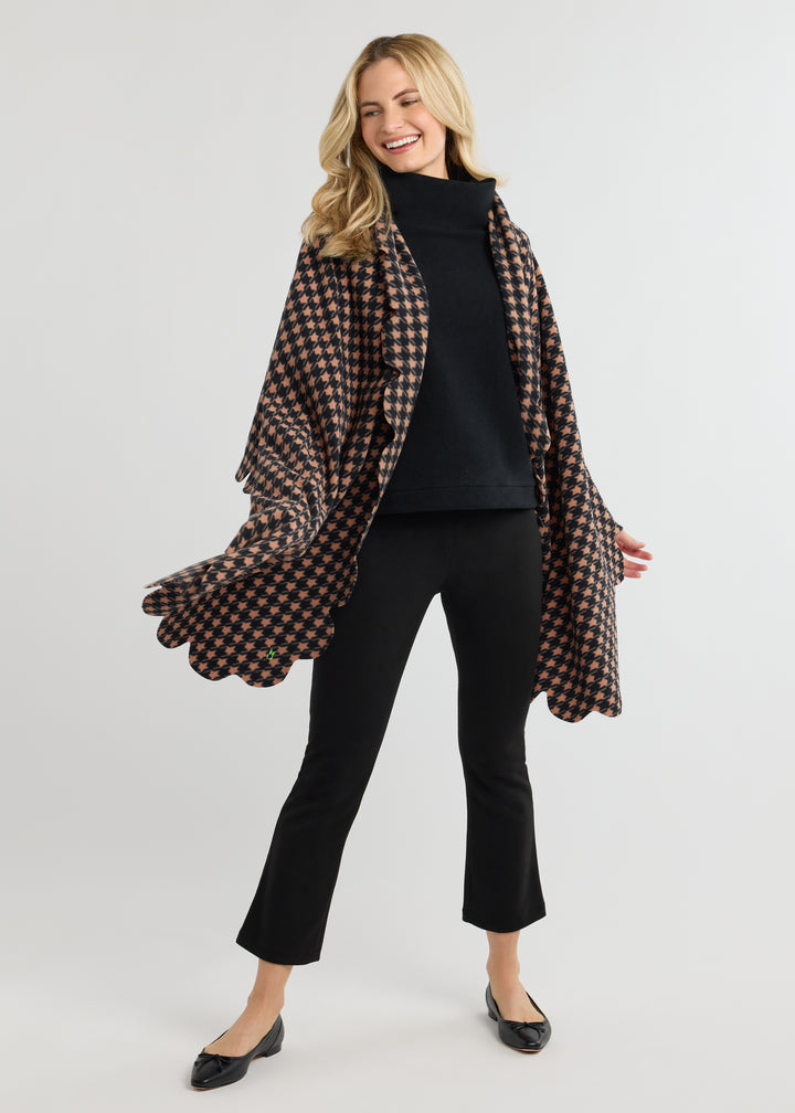 Five Mile River Scarf in Vello Fleece (Camel/Black Houndstooth)