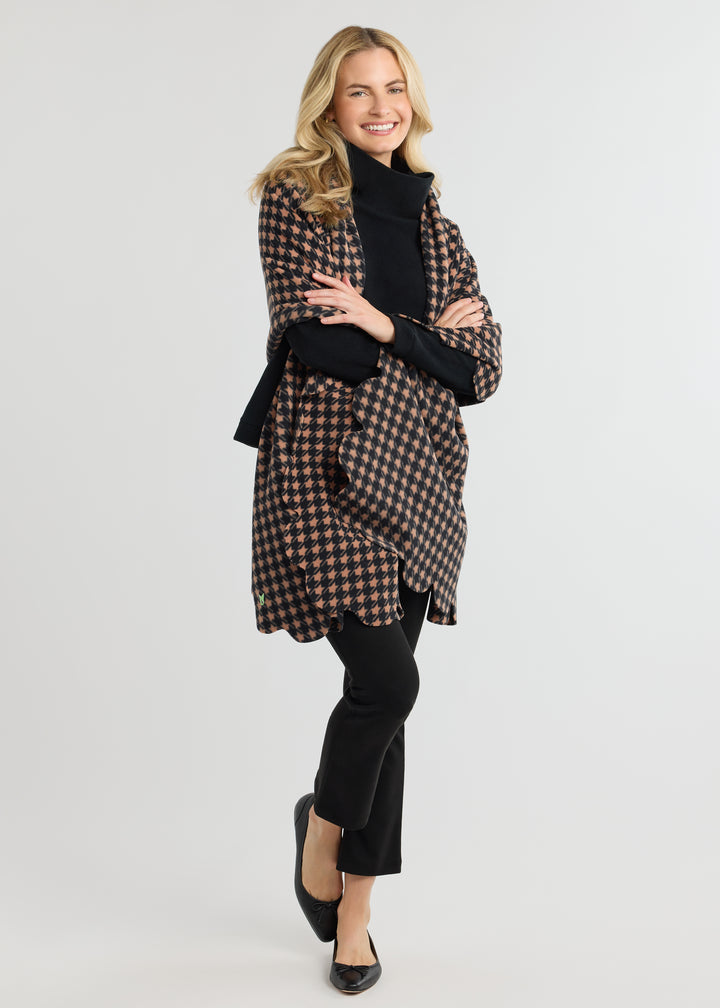 Five Mile River Scarf in Vello Fleece (Camel/Black Houndstooth)