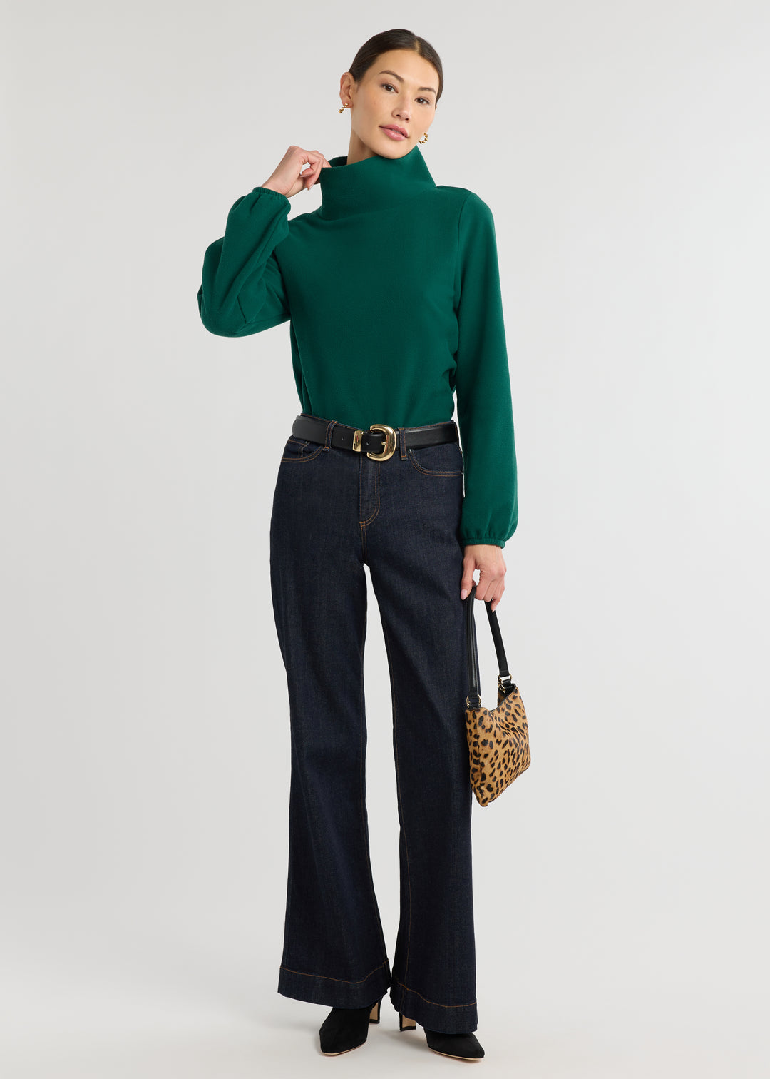 Grace Street Turtleneck in Vello Fleece (Emerald)
